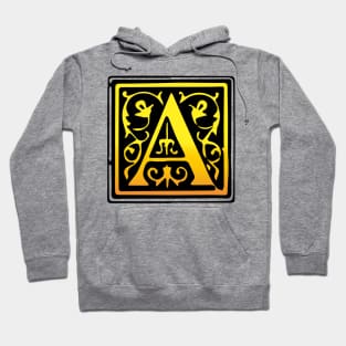 A Letter emblem crest in orange black Hoodie